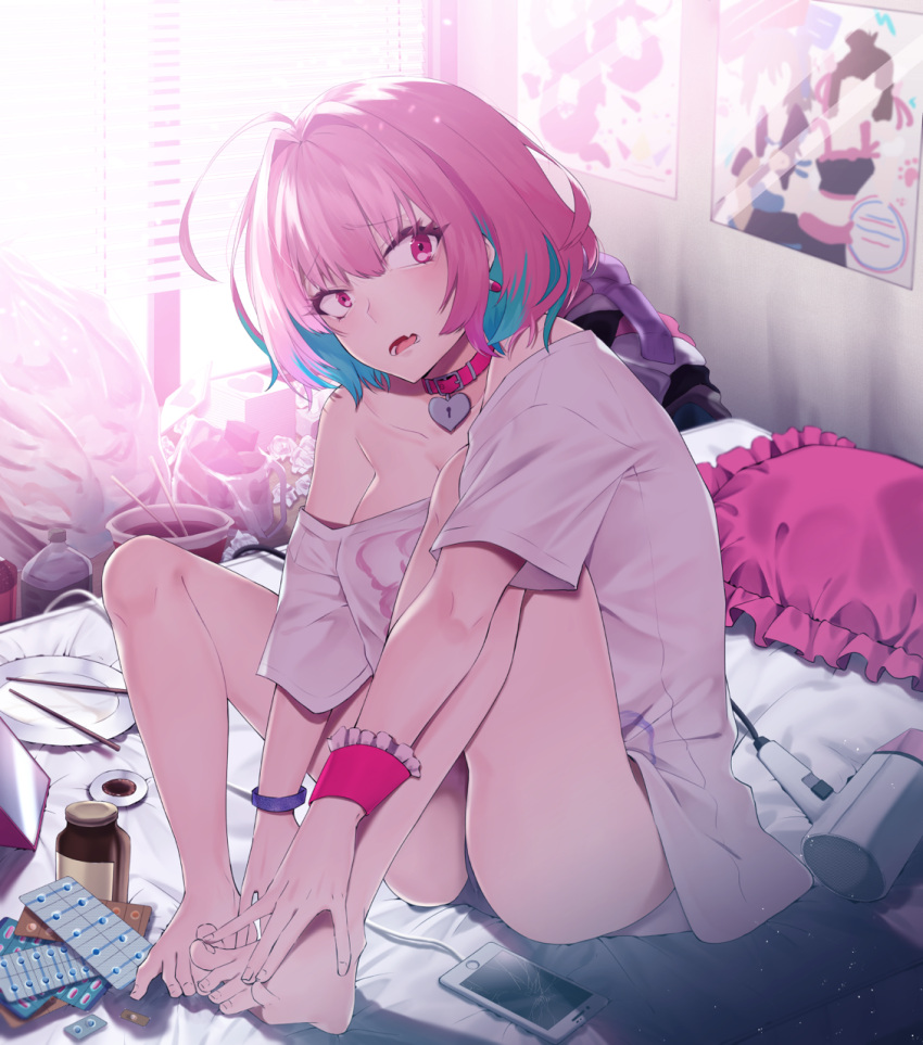 1girl, ahoge, backlighting, bangs, bare_arms, bare_legs, bare_shoulders, barefoot