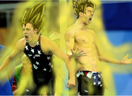 angry, aura, dragon_ball, dragon_ball_z, edit, goku, michael_phelps, parody
