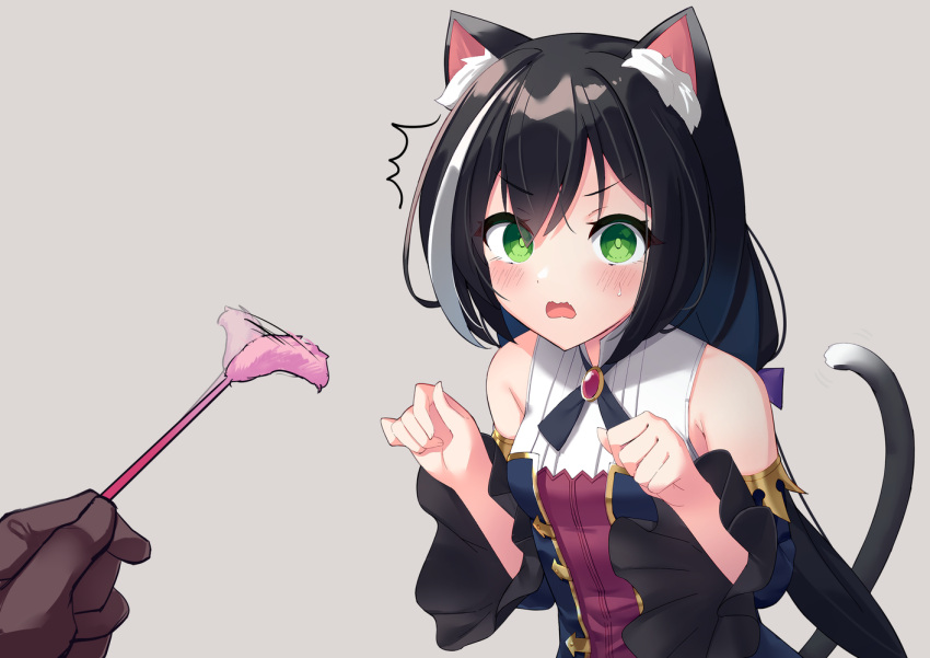 1girl, 1other, ^^^, afterimage, animal_ear_fluff, animal_ears, bangs, bare_shoulders