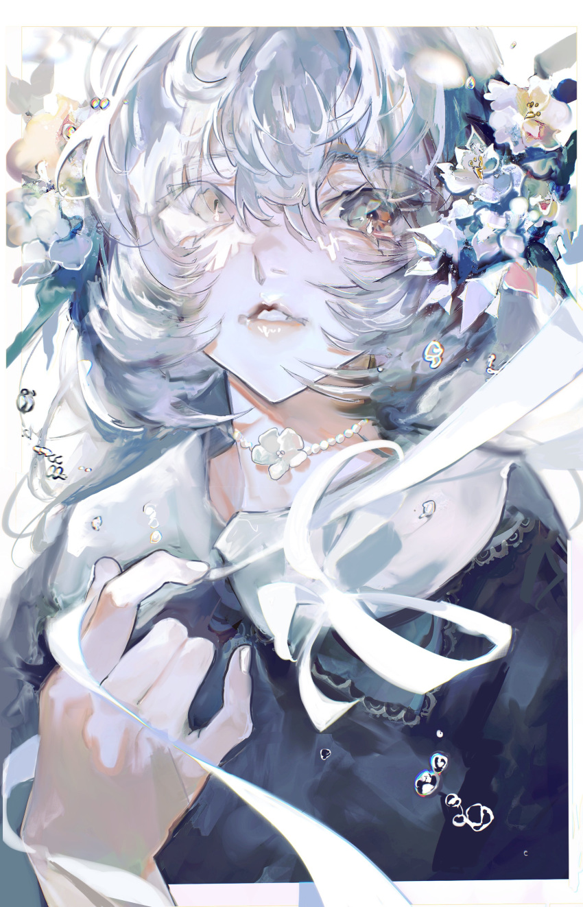 1other, absurdres, bangs, black_serafuku, brown_eyes, collar, commentary, copyright_request