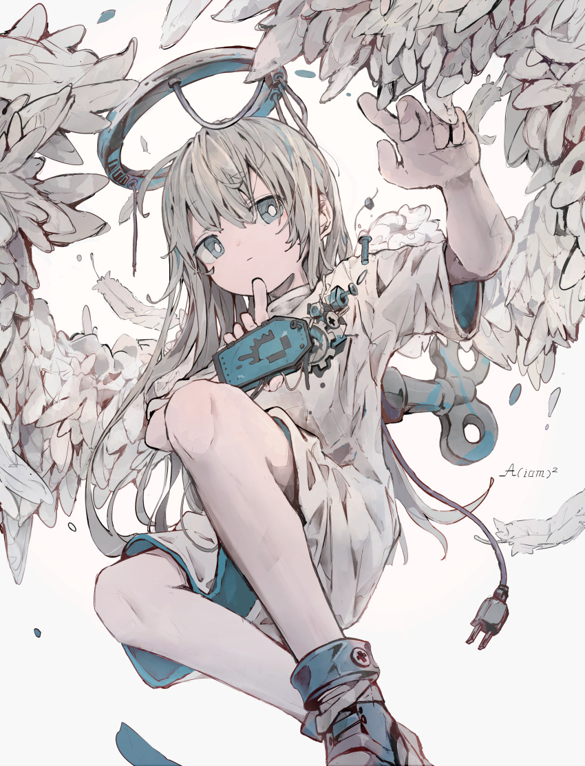 absurdres, aiamu_iamu, angel, angel_wings, artist_name, closed_mouth, clothing_request, commentary
