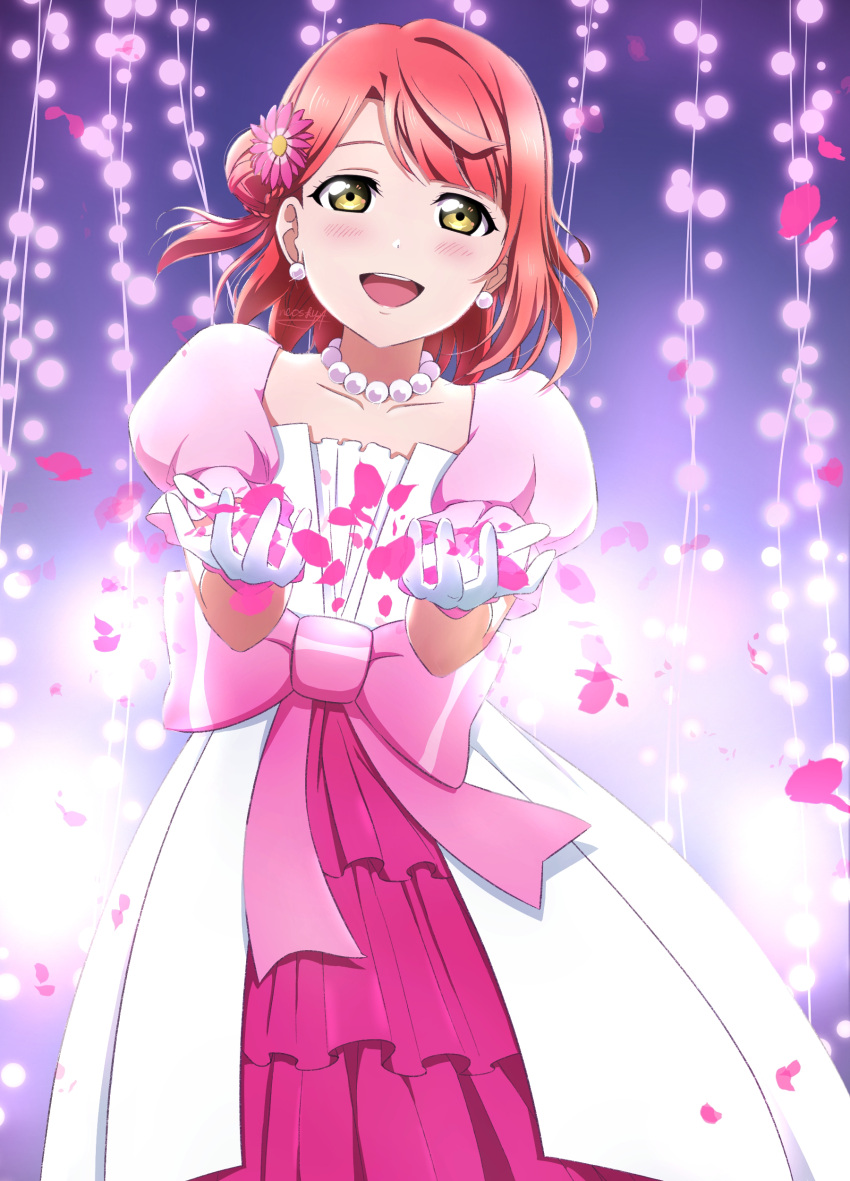 1girl, absurdres, awakening_promise_(love_live!), birthday, blush, bow, collarbone, commentary_request