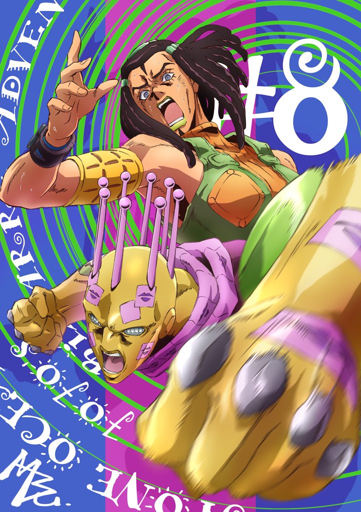 1girl, brown_hair, ermes_costello, forehead, green_lips, green_shirt, grey_eyes, hairlocs
