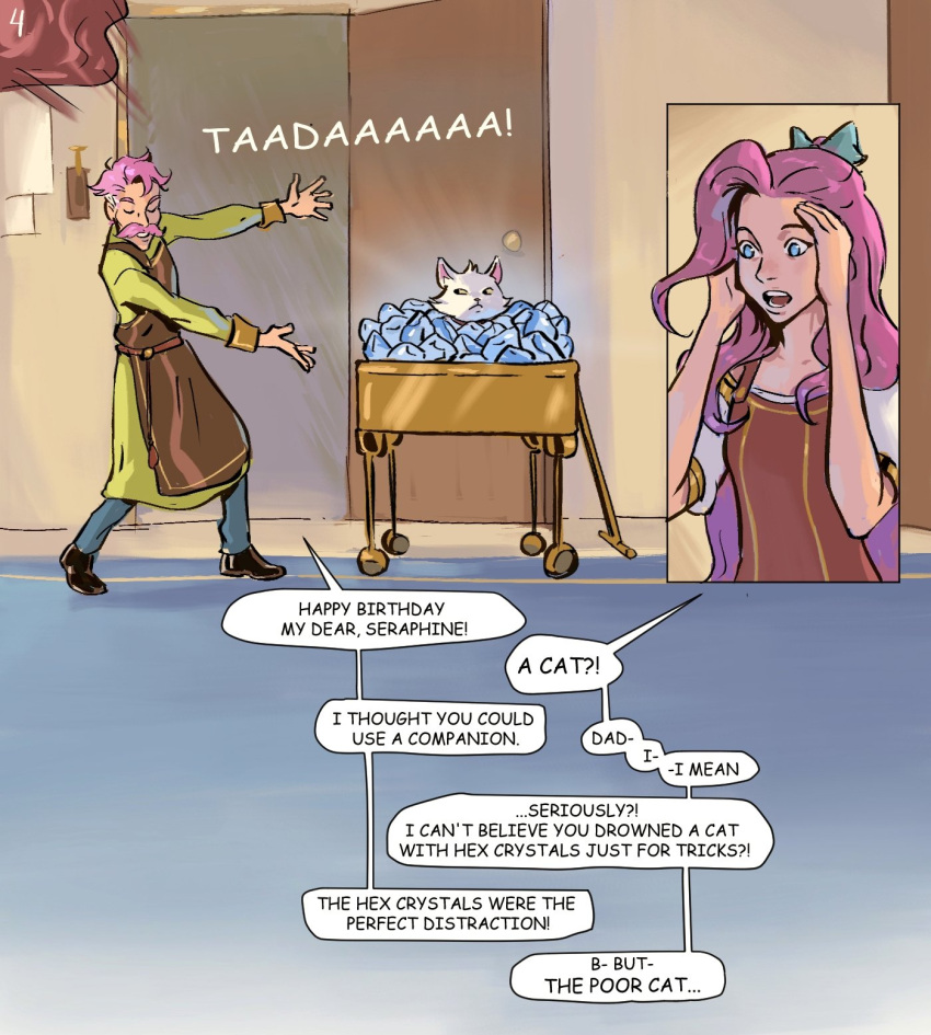1boy, 1girl, animal, apron, bangs, bao_(league_of_legends), black_footwear, bow