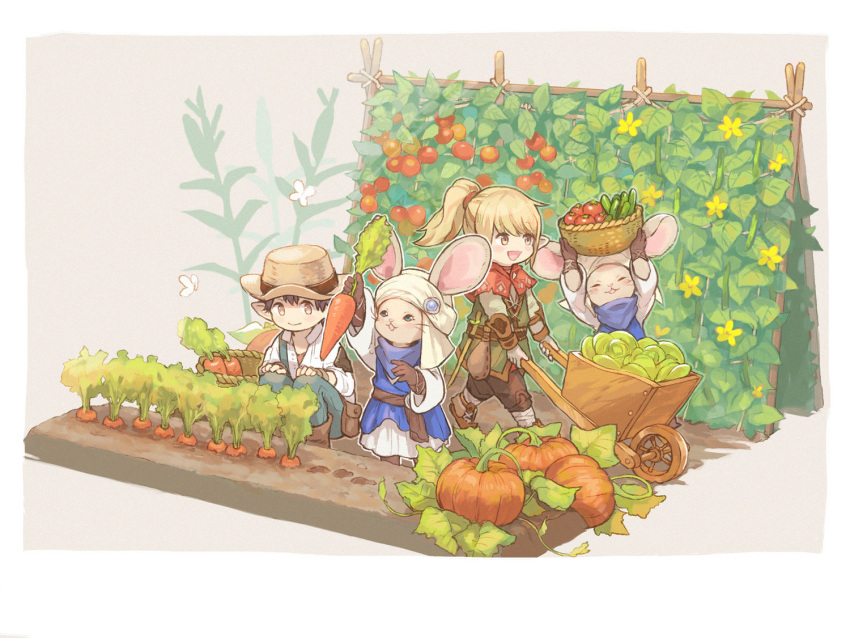 1boy, 1girl, 2others, :3, :d, ^_^, ^o^, ambiguous_gender