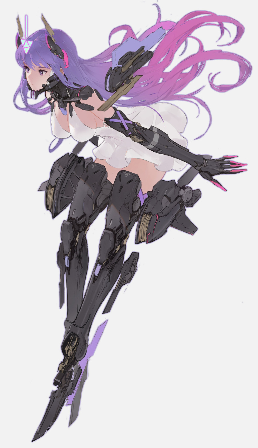 1girl, absurdres, breasts, covered_nipples, cyberpunk, dress, highres, large_breasts