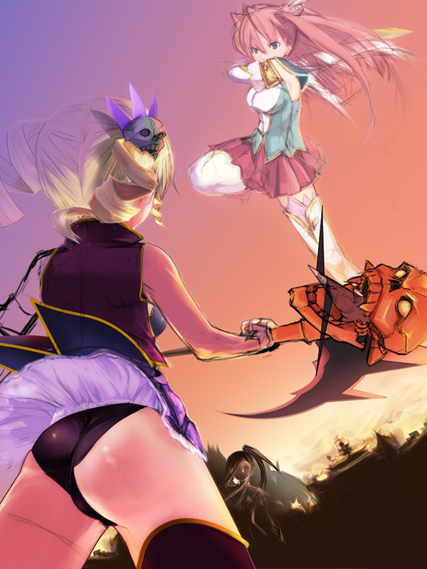 bad_id, jumping, kan'u, kan'u, koihime_musou, ma_(cama-nade), ryuubi, sketch