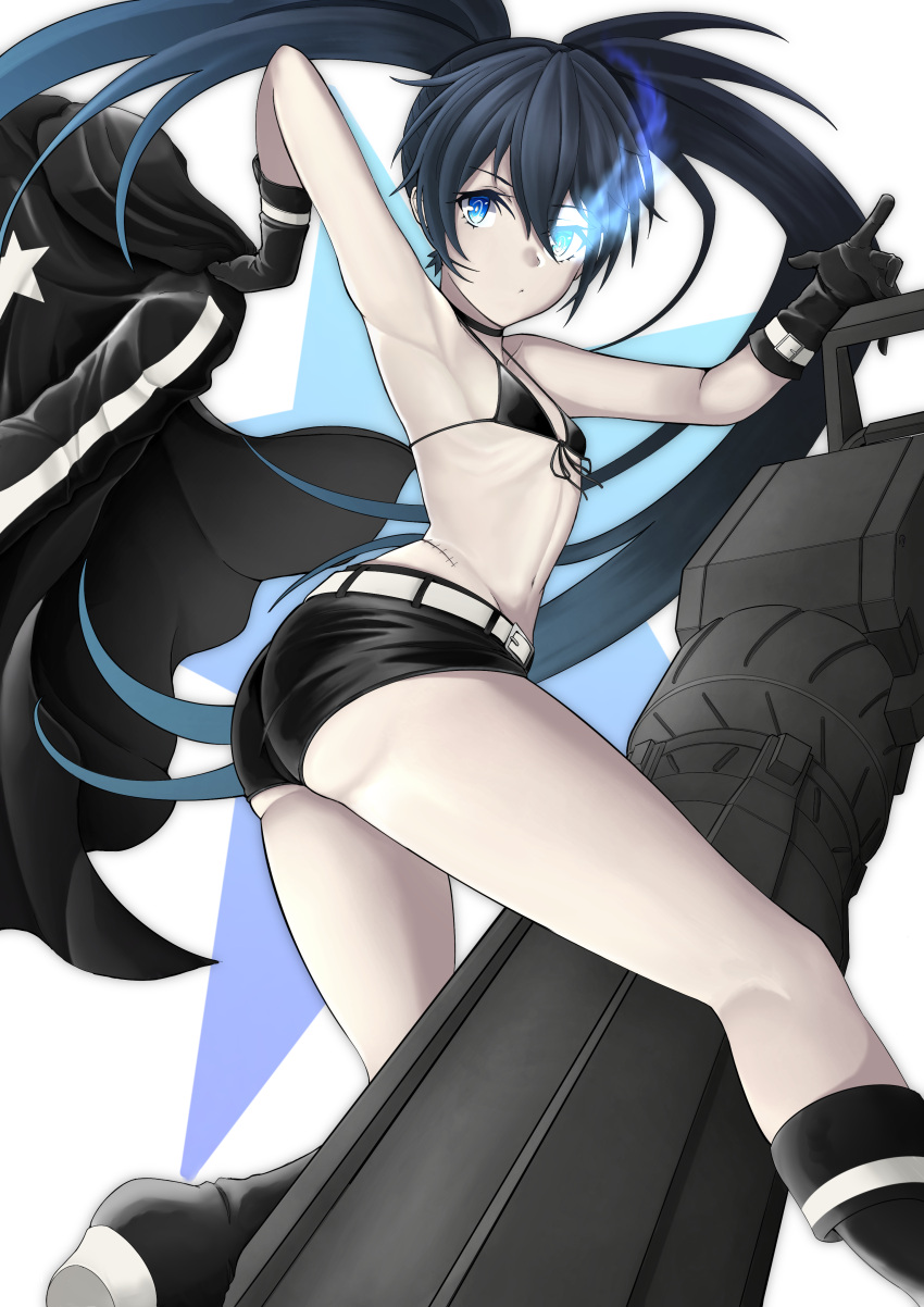 1girl, absurdres, armpits, ass, bangs, belt, belt_buckle, bikini