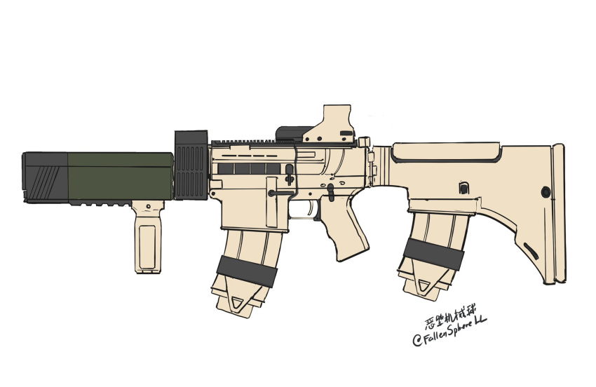 assault_rifle, bad_gun_anatomy, cursed_m4a1, english_commentary, fallenspherell, foregrip, girls_frontline, gun