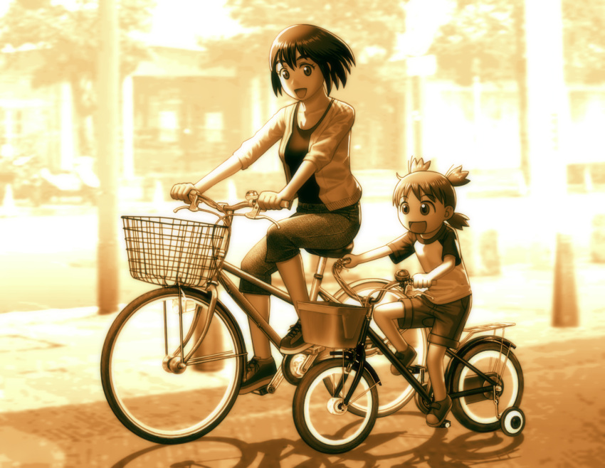 ayase_fuuka, bicycle, blouse, bob_cut, casual, doiyouhei, highres, jeans