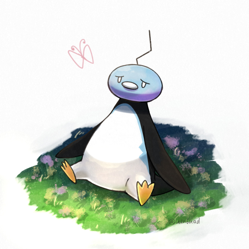 animal_focus, commentary_request, eiscue, eiscue_(noice), full_body, grass, highres, looking_up