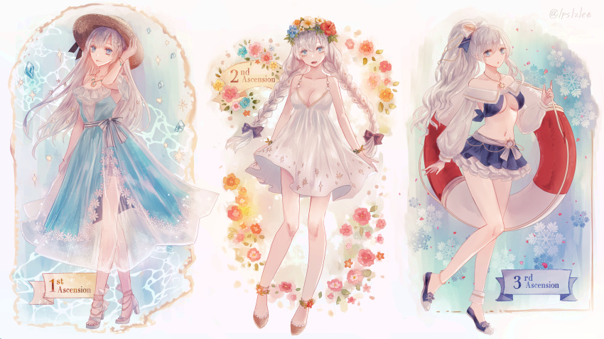 1girl, absurdres, anastasia_(fate), anastasia_(swimsuit_archer)_(fate), bikini, blue_eyes, braid, byuura_(sonofelice)