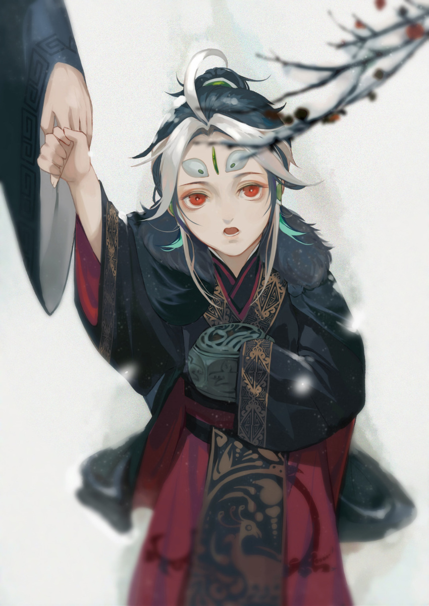 absurdres, black_hair, blue_hair, burusiji, child, chinese_clothes, chinese_commentary, expressionless