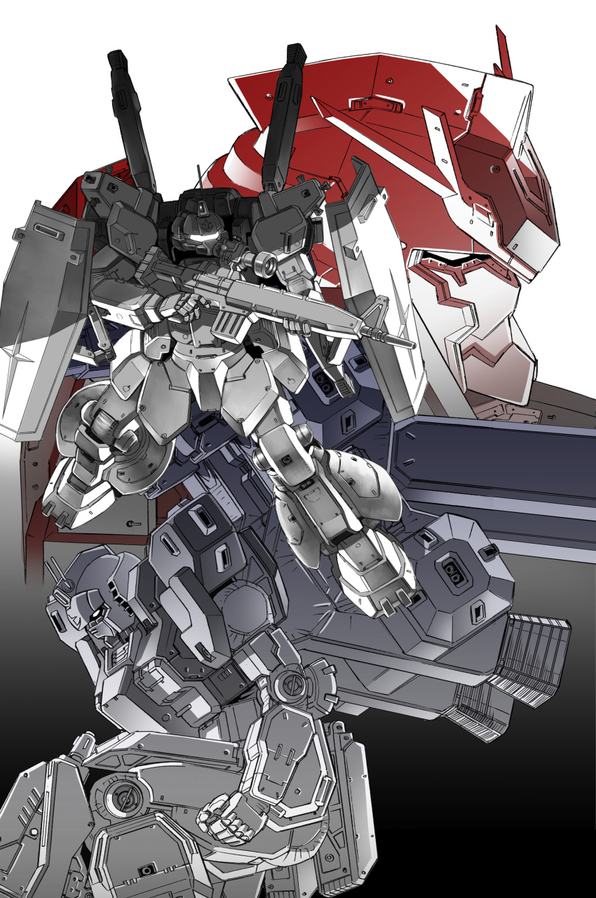 aiming, bull-g, gelgoog_federation_type, ground_gundam_type_s, gun, gundam, gundam_thunderbolt, highres