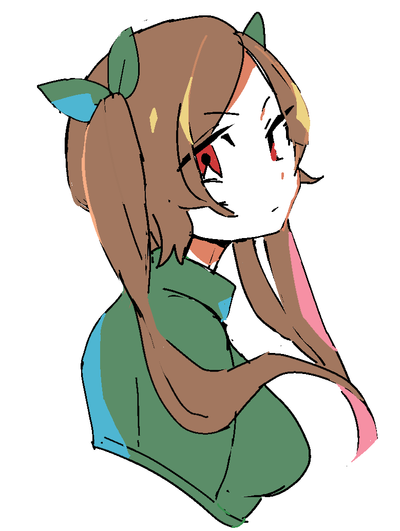 >:(, 1girl, asuma_kanau, bow, breasts, brown_hair, cody_toscarina, collared_shirt