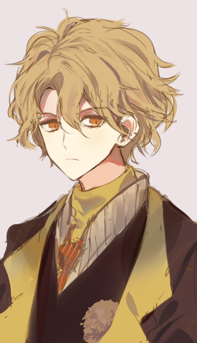 1boy, blonde_hair, brown_vest, dear_vocalist, expressionless, judah_(dear_vocalist), long_sleeves, looking_at_viewer