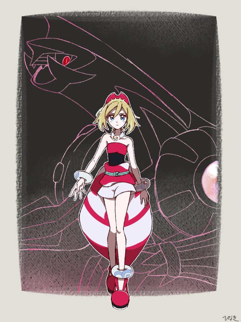 1girl, arm_wrap, hairband, hinaki_(hinaaaaa1002), irida_(pokemon), jewelry, neck_ring, palkia