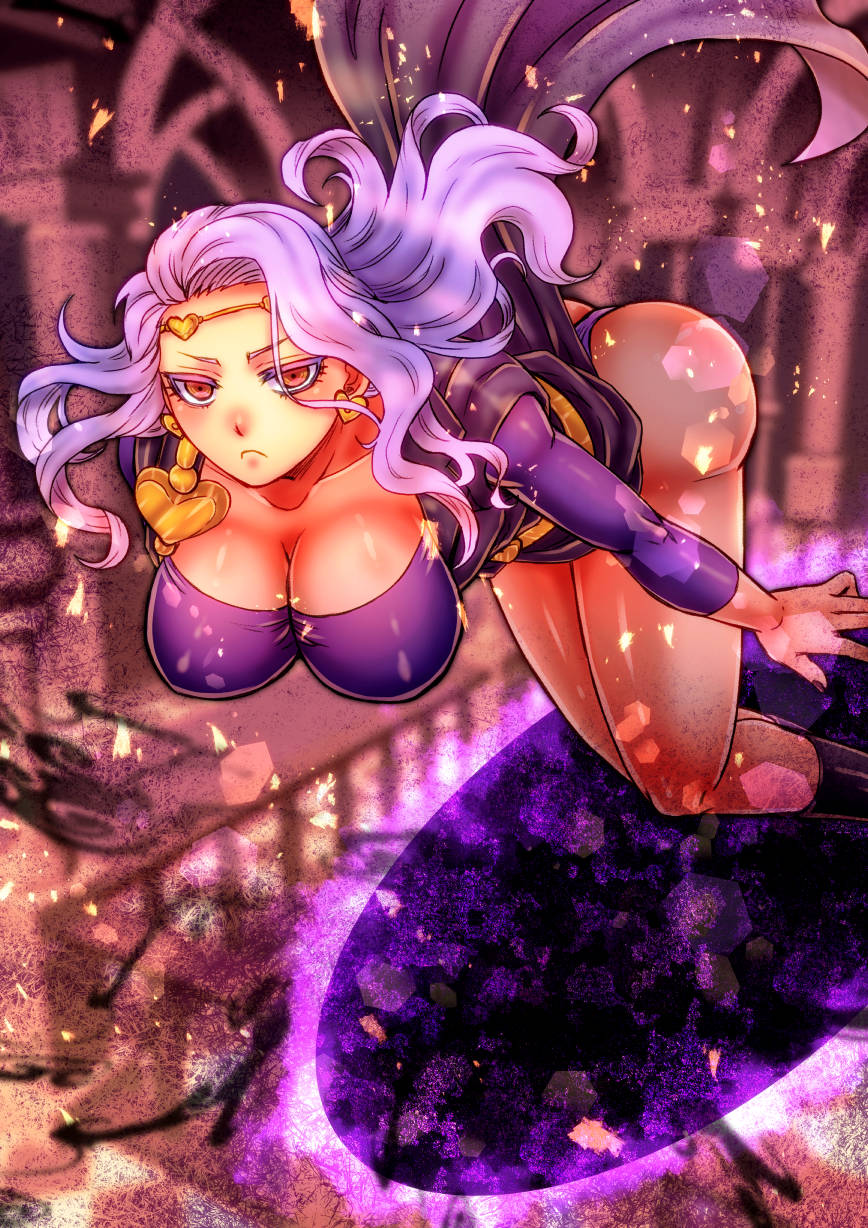 1girl, ass, breasts, cream_(stand), earrings, genderswap, genderswap_(mtf), hanging_breasts