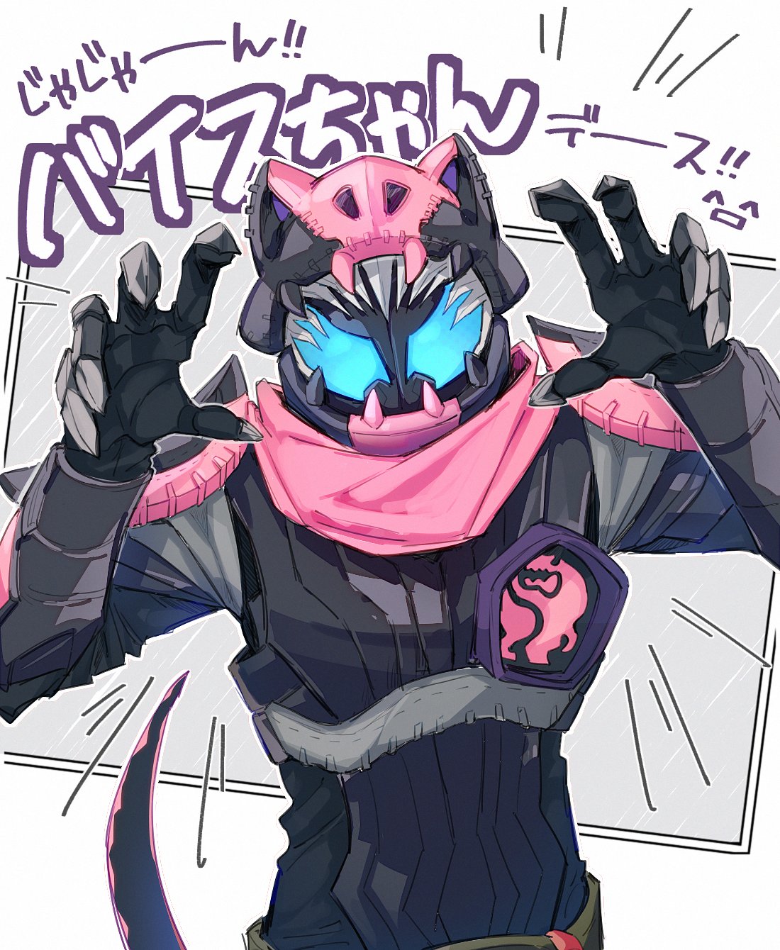 1boy, aam09212, armor, black_nails, black_tail, blue_eyes, claw_pose, demon_boy