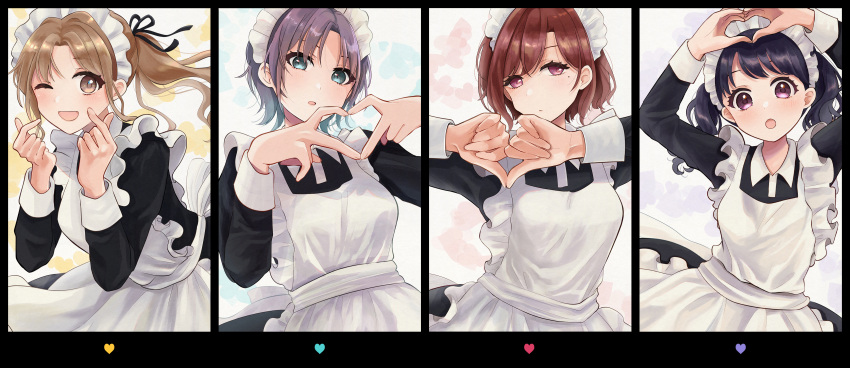 19_okeke, 4girls, absurdres, apron, aqua_eyes, asakura_tooru, bangs, black_dress