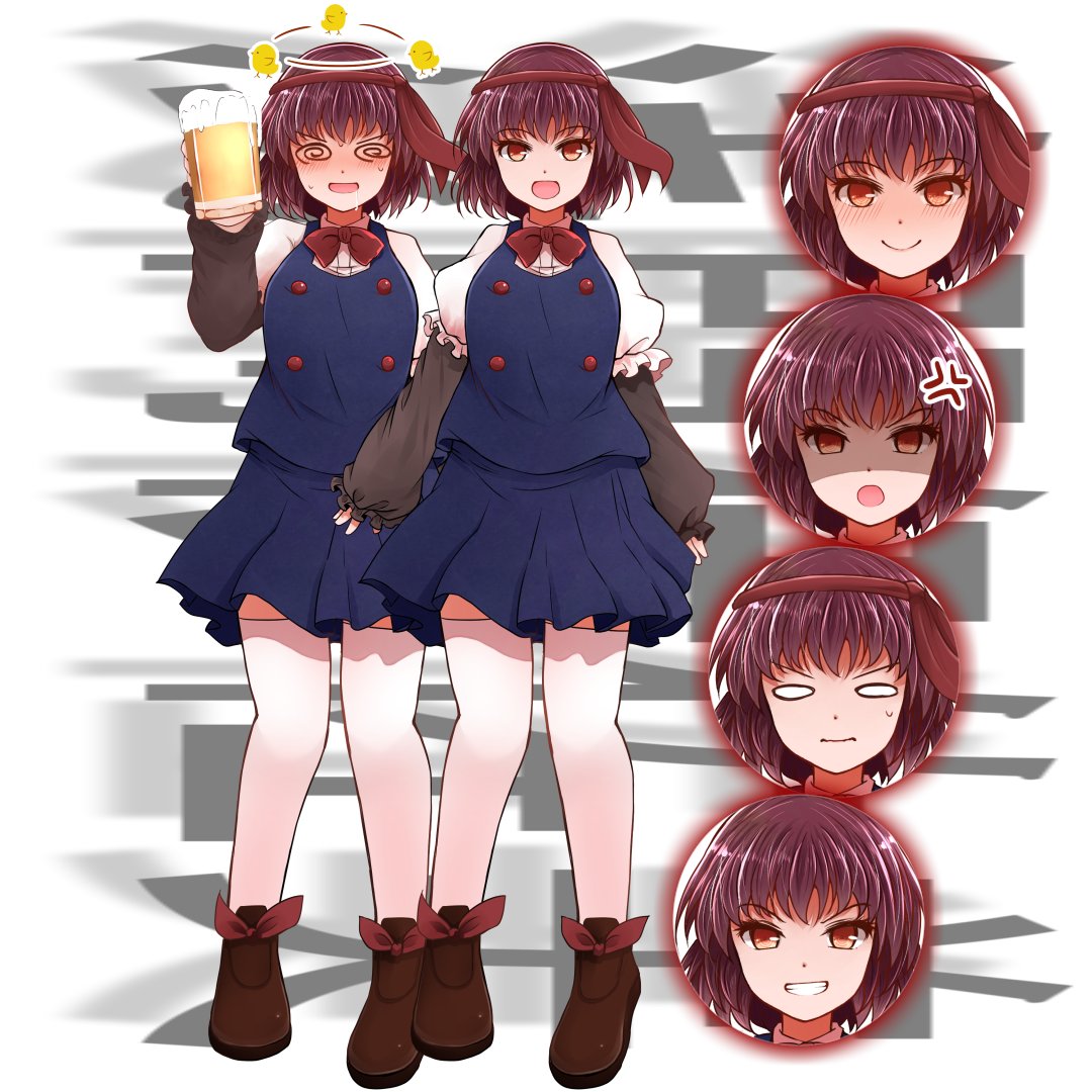 1girl, @_@, anger_vein, asama_isami, bag, bangs, black_bag, black_shirt