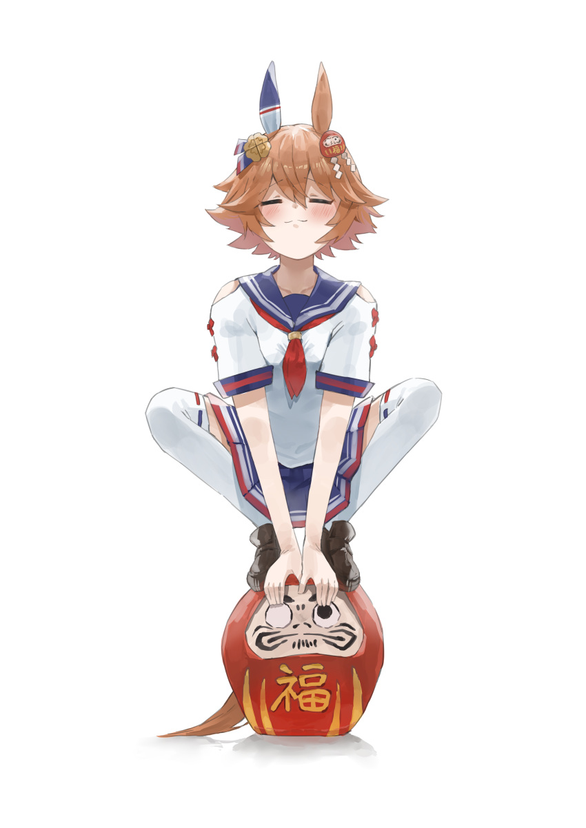 +_+, 1girl, 9_no_seicho_nikki, absurdres, animal_ears, brown_footwear, brown_hair, closed_eyes