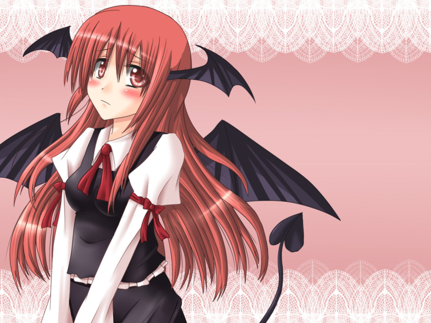 armband, bat_wings, demon_tail, doily, dotera, dotera-otoko, dress_shirt, head_wings