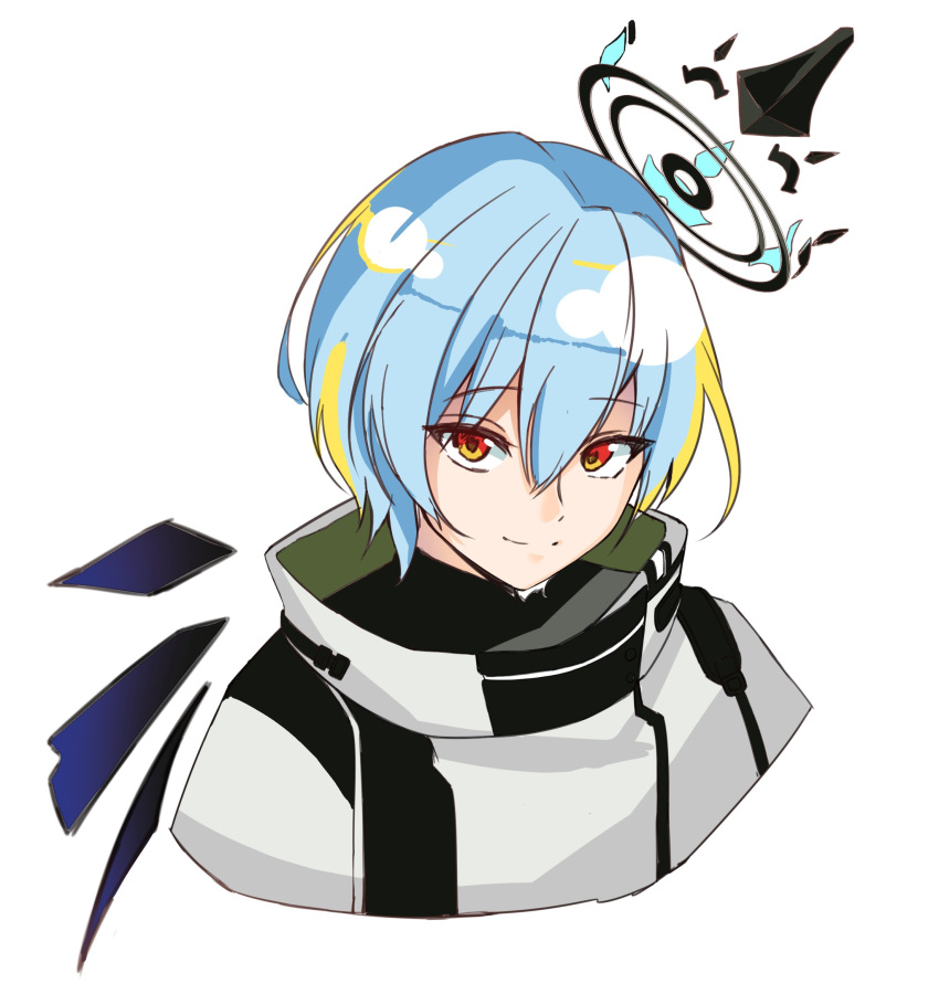 1boy, black_shirt, blue_hair, collared_shirt, halo, highres, hoshinowa_aru, hoshitukakasumi