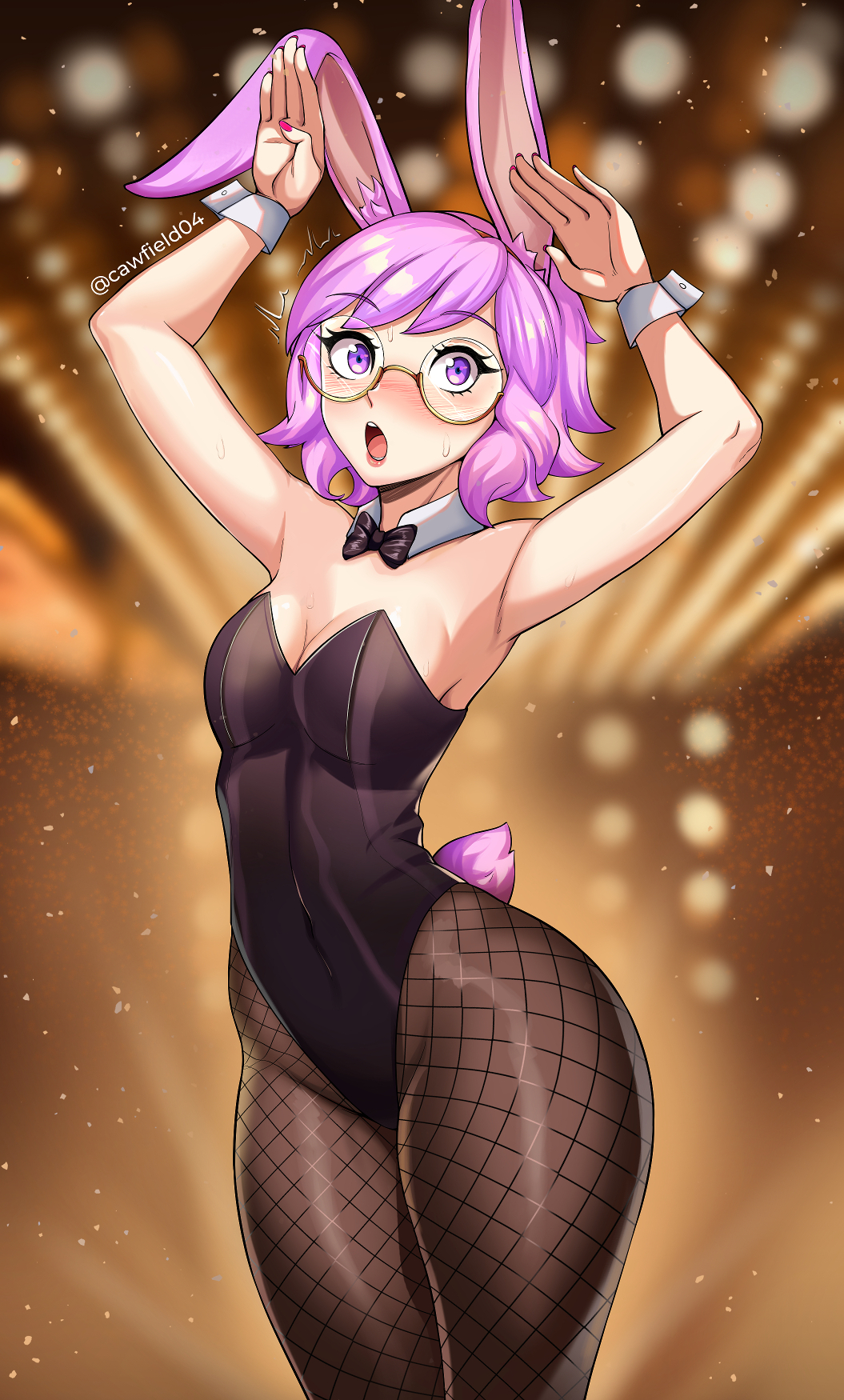 1girl, animal_ears, black_bow, black_bowtie, black_leotard, bow, bowtie, bunny_pose