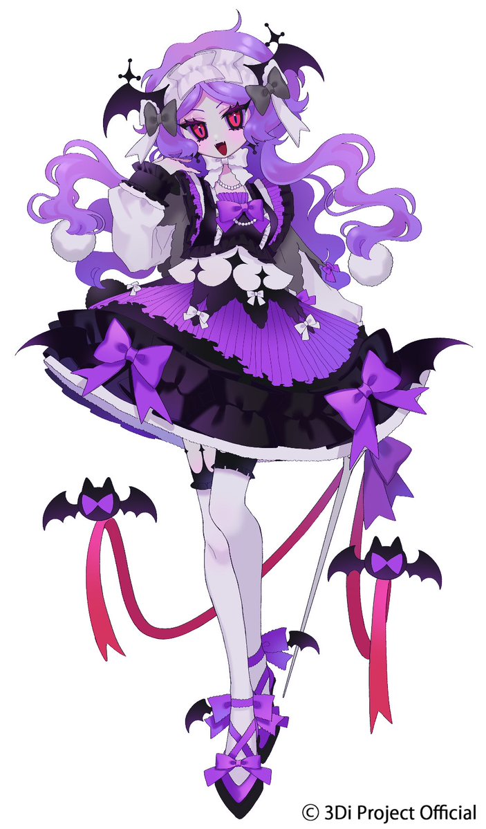 3di_project, bangs, bat_wings, bow, drudrusilla_purple, eyelashes, full_body, gothic_lolita