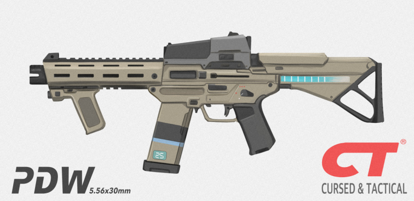 bad_gun_anatomy, cursed_m4a1, english_text, girls_frontline, gun, m4a1_(girls'_frontline), magazine_(weapon), no_humans