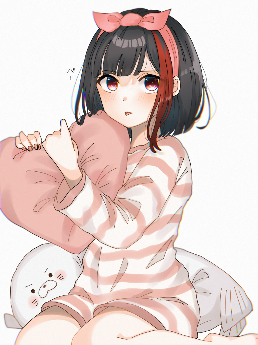 1girl, :p, absurdres, bang_dream!, blush, bow_hairband, hairband, highres