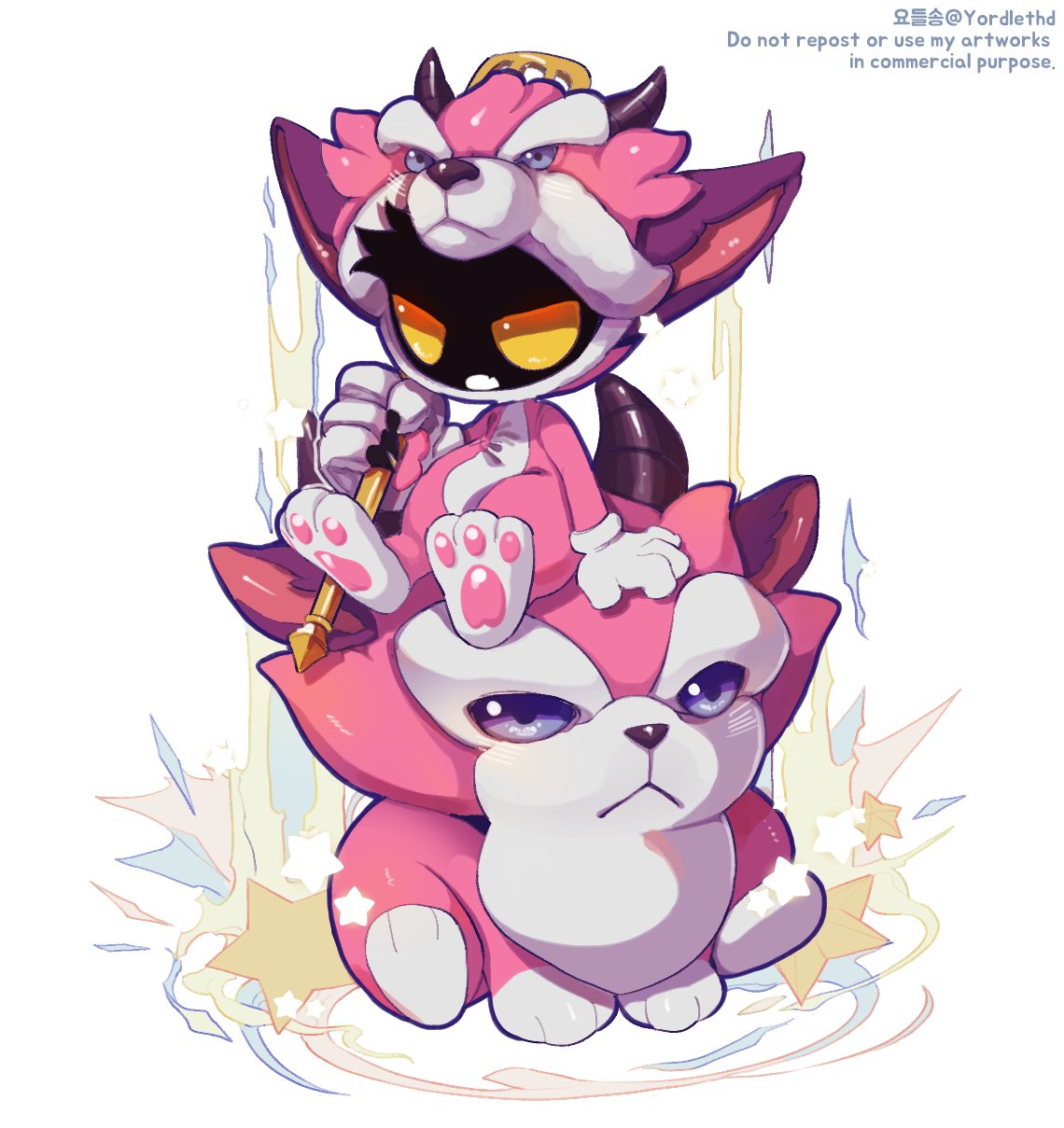 1boy, :<, bangs, black_skin, colored_skin, cosplay, english_text, fang