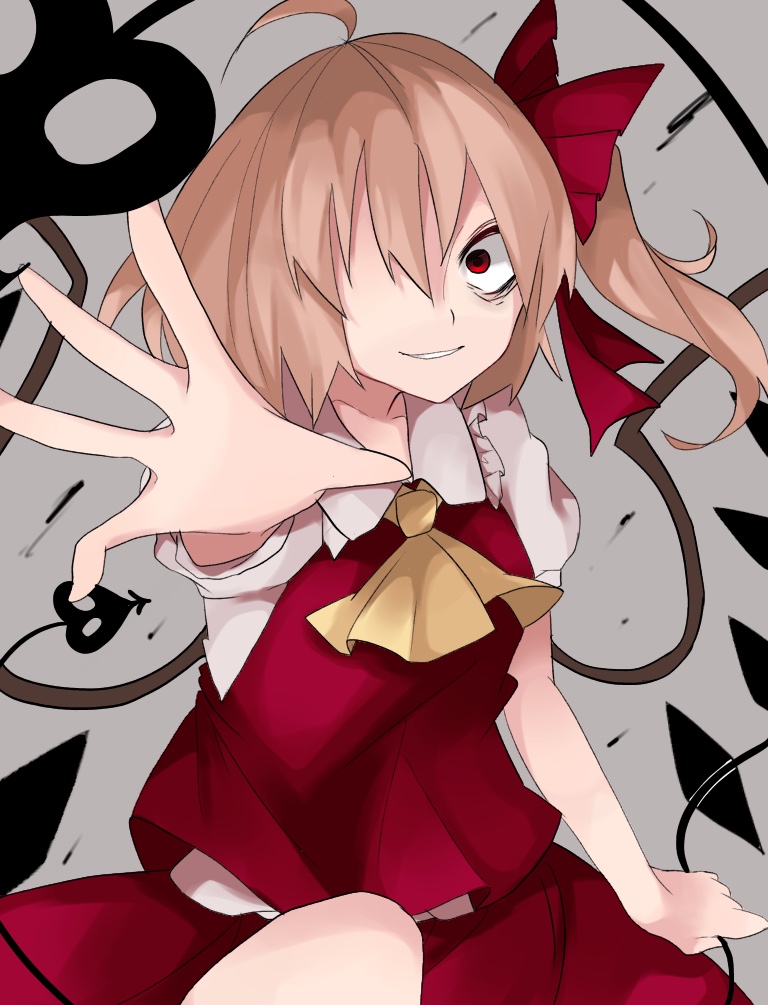1girl, ahoge, ascot, bangs, bow, breasts, brown_hair, closed_mouth