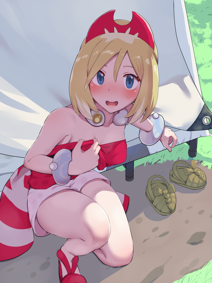 1girl, bangs, blonde_hair, blue_eyes, blush, boris_(noborhys), breasts, collar