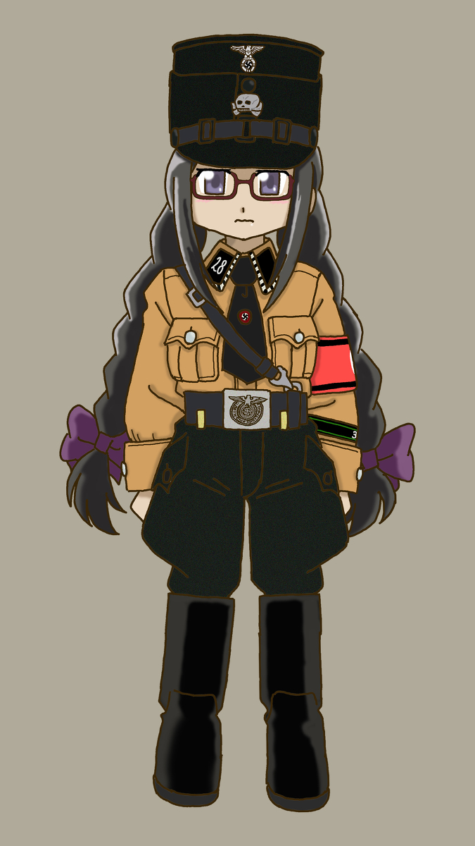 1girl, akemi_homura, armband, belt, belt_buckle, black_headwear, black_pants, boots