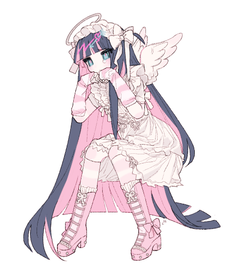 1girl, arm_warmers, bangs, blue_eyes, blue_hair, boots, bow, colored_inner_hair