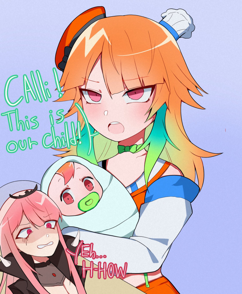baby, bow_choker, chef_hat, child, clara_mori, couple, earrings, fanfic
