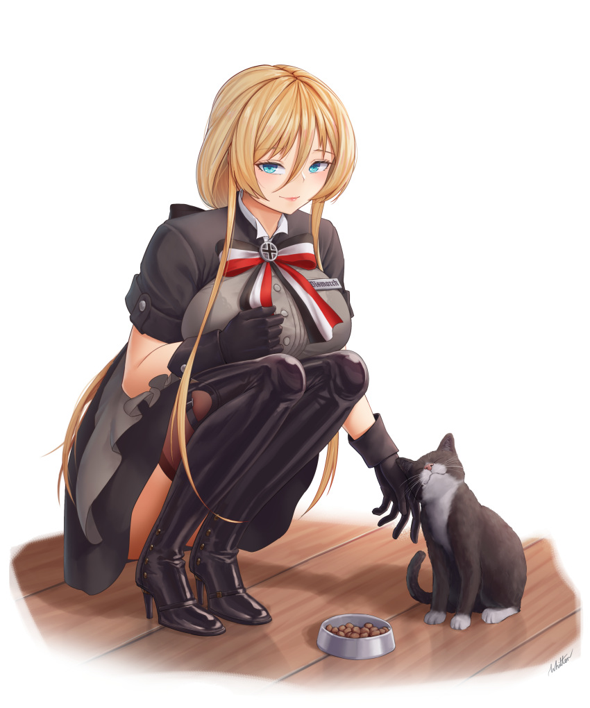 1girl, absurdres, azur_lane, bismarck_(azur_lane), bismarck_(iron_black_elysium)_(azur_lane), black_dress, black_footwear, black_gloves