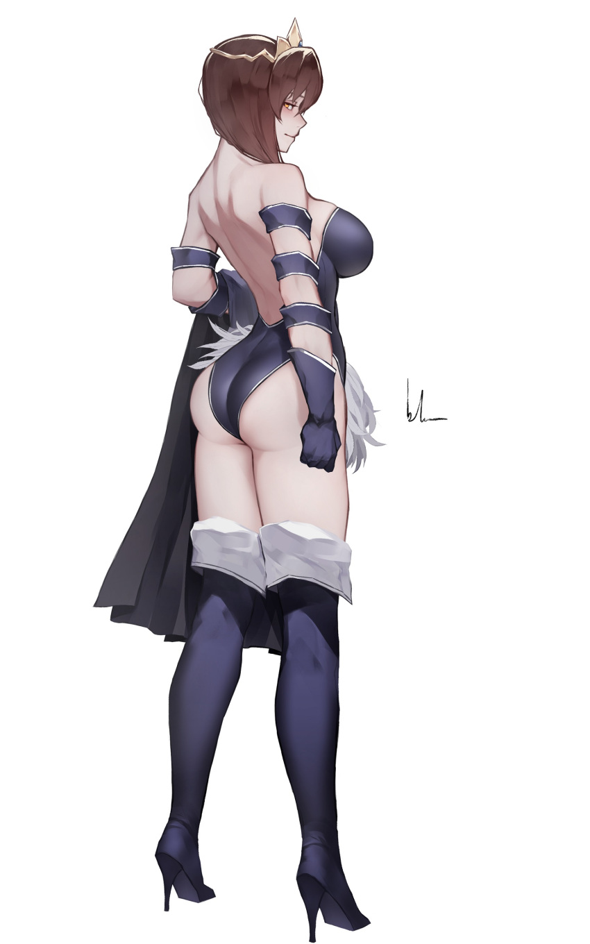 absurdres, ass, blue_armband, blue_footwear, blue_gloves, blue_legwear, blue_leotard, bluecup
