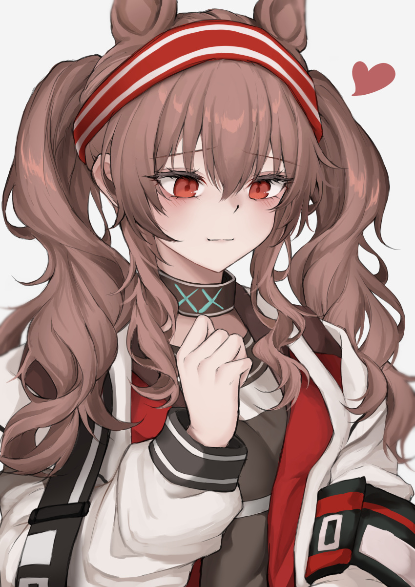 1girl, absurdres, angelina_(arknights), animal_ears, arknights, bangs, black_shirt, blush