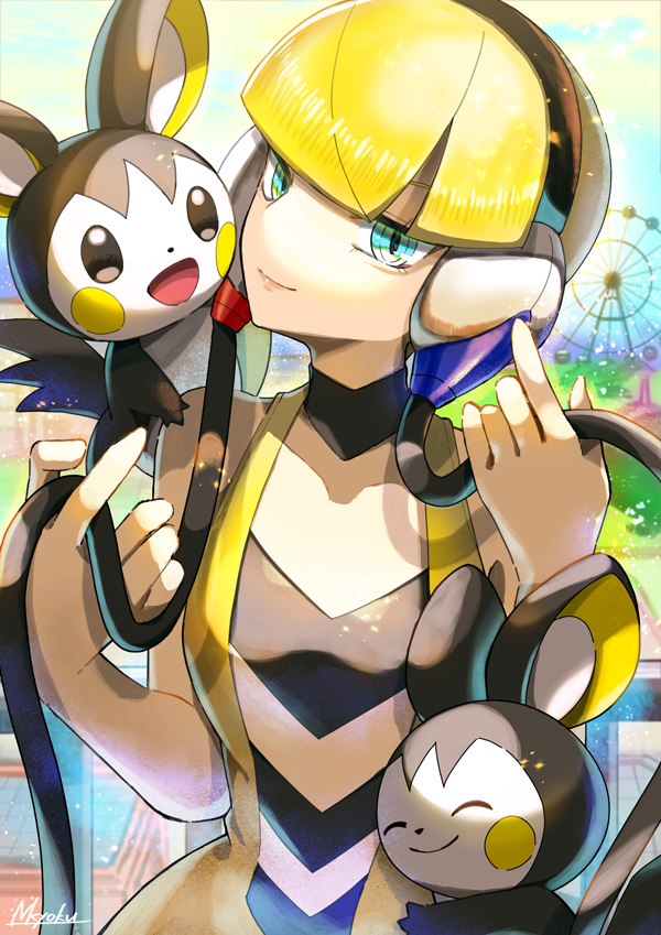1girl, bangs, black_choker, blonde_hair, blue_eyes, blunt_bangs, cable, choker
