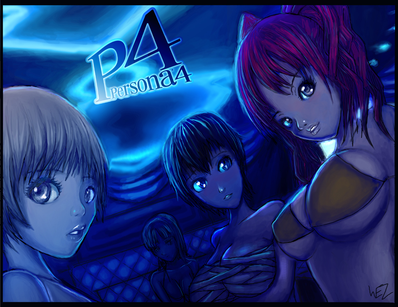 amagi_yukiko, blue_eyes, glasses, persona, persona_4, satonaka_chie, shirogane_naoto, velvet_room