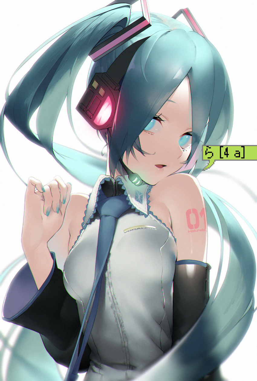 1girl, aqua_eyes, aqua_hair, aqua_nails, arm_at_side, armpit_crease, backlighting, bangs