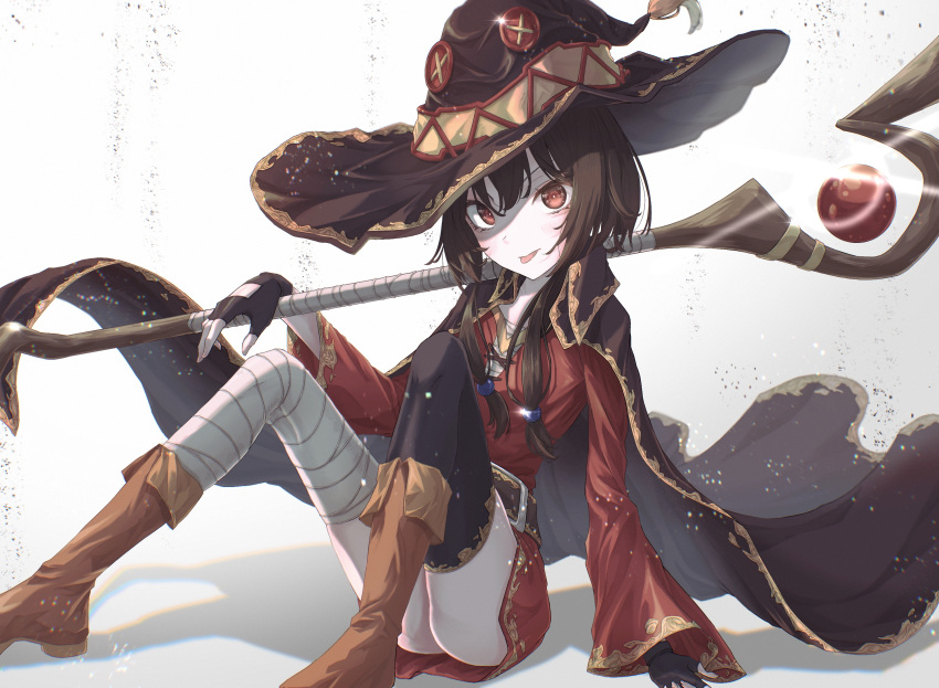 1girl, asymmetrical_legwear, bandaged_leg, bandages, bangs, belt, black_cape, black_choker