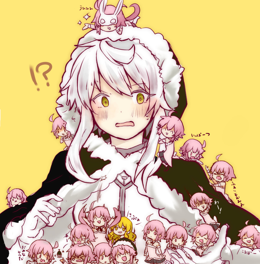 !, 6+girls, :d, ?, ahoge, bathing, blush, brown_eyes