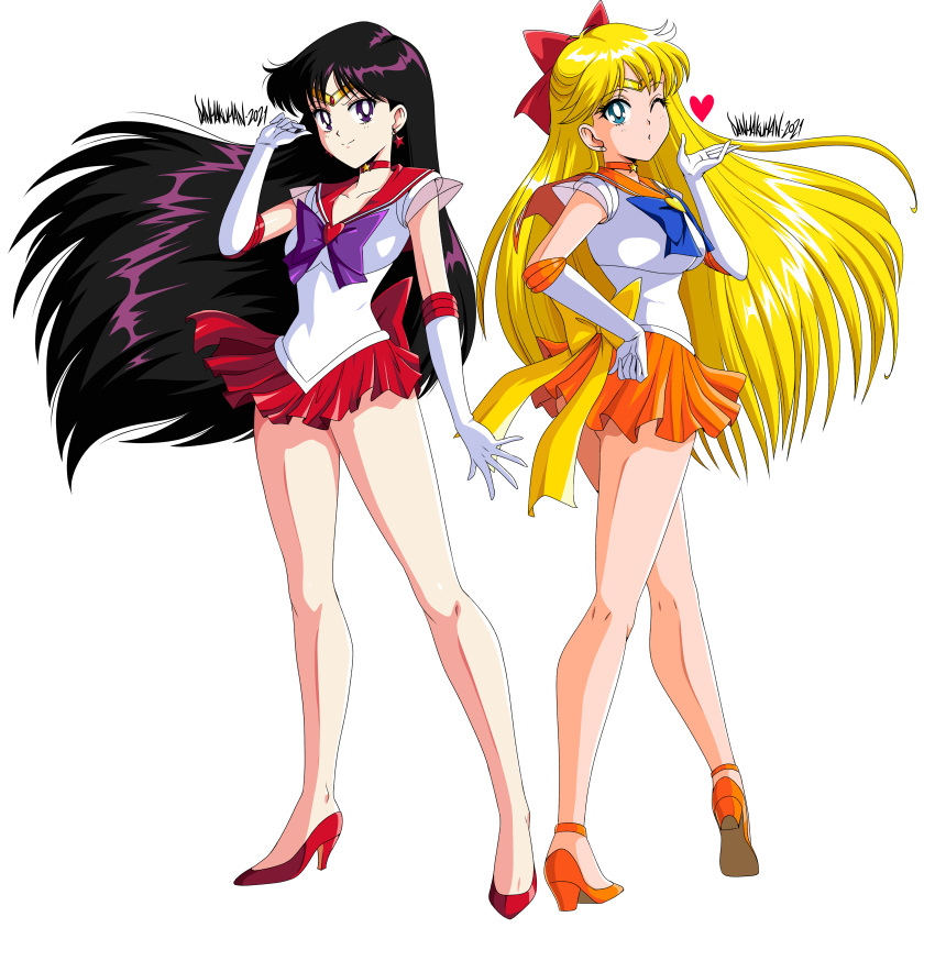 absurdres, aino_minako, bishoujo_senshi_sailor_moon, blonde_hair, blowing_kiss, blue_eyes, bow, breasts