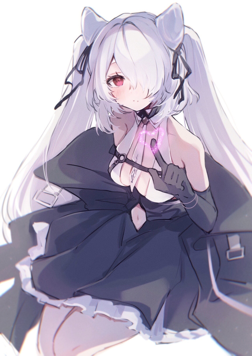 1girl, azur_lane, bare_shoulders, black_gloves, blush, breasts, closed_mouth, clothing_cutout