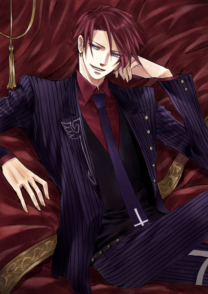 alternate_costume, jacket, kaoru, necktie, pinstripe_pattern, pinstriped_suit, redhead, short_hair