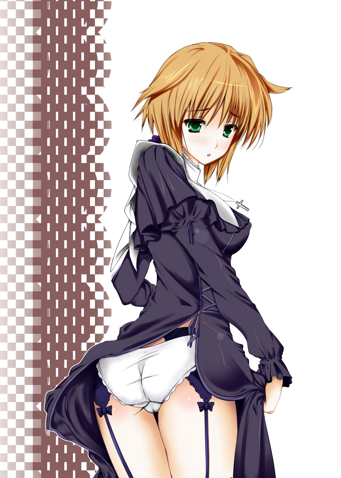 looking_back, nekomimi, panties, seikon_no_qwaser, short_hair, solo, teresa_beria